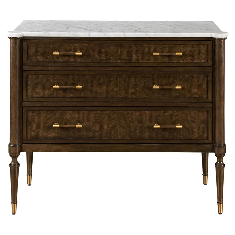 Melrose Bachelor Chest - White Marble, Mink Brown Wood image