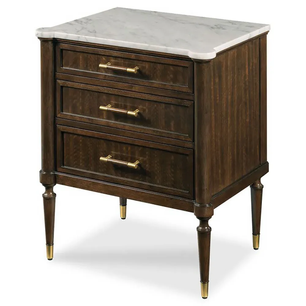 Melrose Carrara Marble Nightstand - Mink, Wood