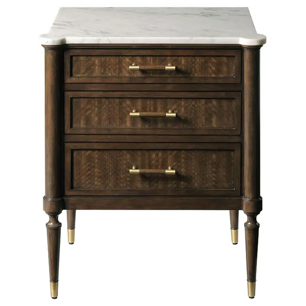 Melrose Carrara Marble Nightstand - Mink, Wood image