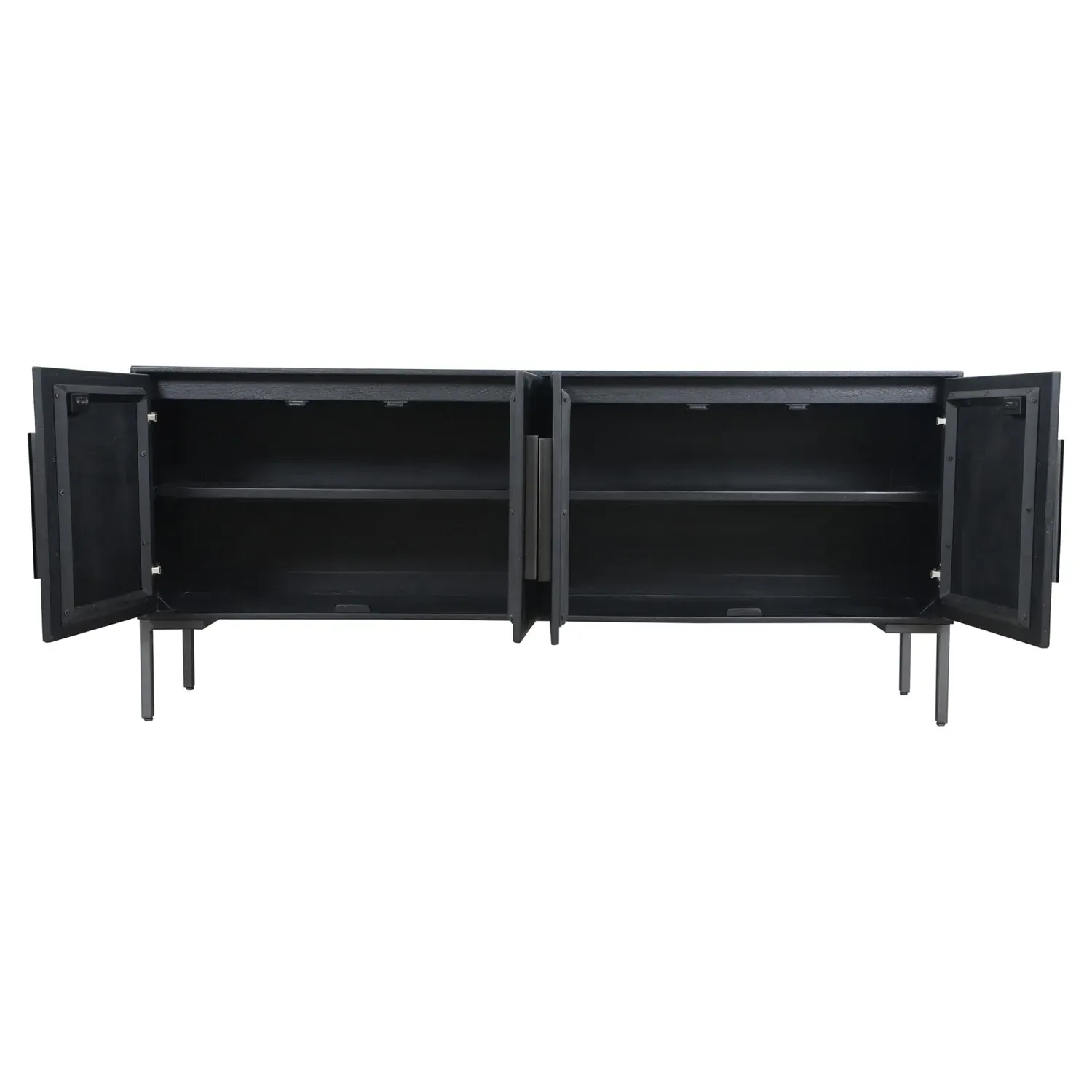 Menahem Herringbone Sideboard - Black, Reclaimed Mango Wood