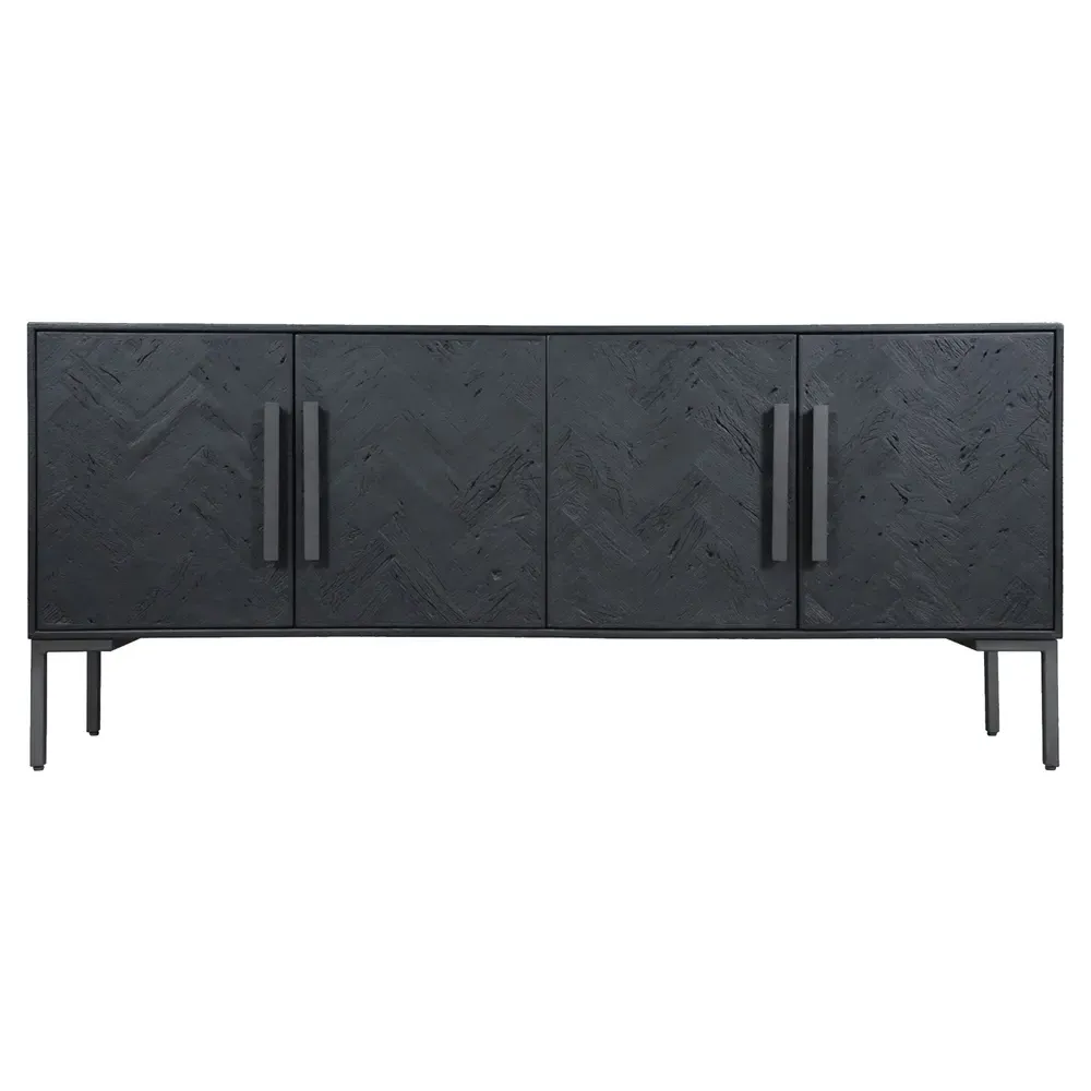 Menahem Herringbone Sideboard - Black, Reclaimed Mango Wood image