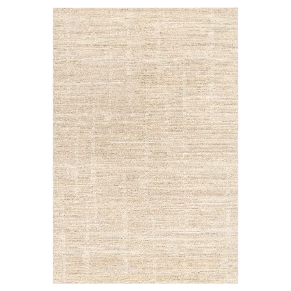 Mendel Grid Patterned Hand Knotted Rug - Beige, Wool