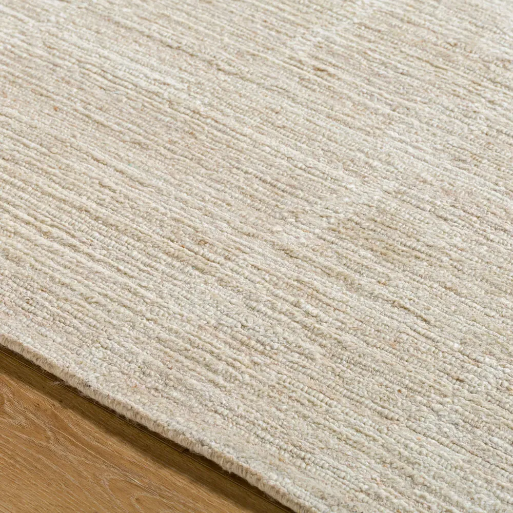 Mendel Grid Patterned Hand Knotted Rug Sample - Beige, Wool