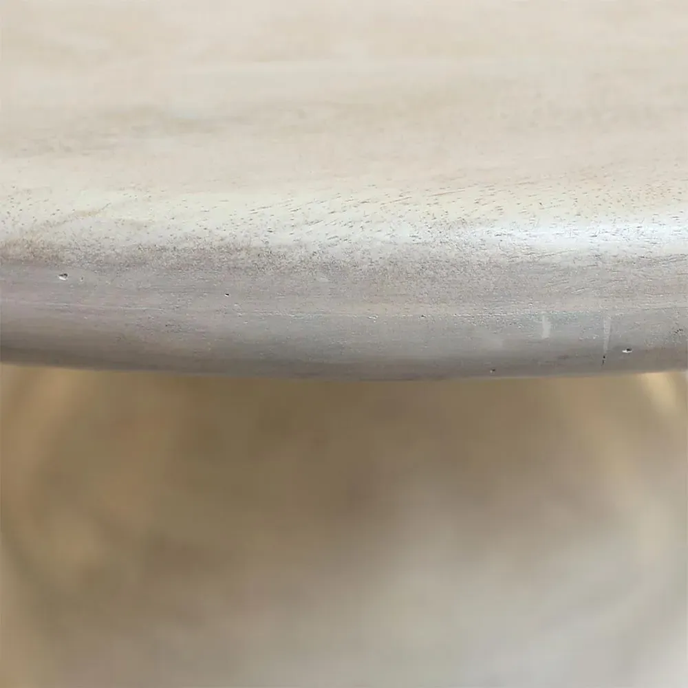 Mendez Round Pedestal Dining Table - White, Mango Wood