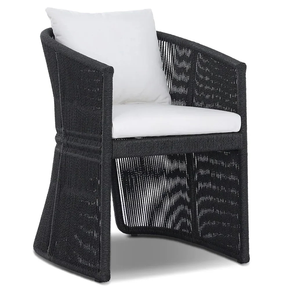 Mercer Rope Outdoor Dining Arm Chair - Black, Polyethylene