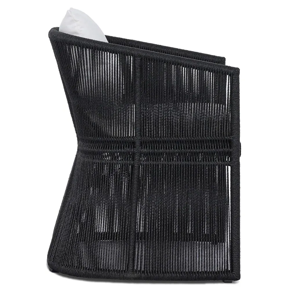 Mercer Rope Outdoor Dining Arm Chair - Black, Polyethylene