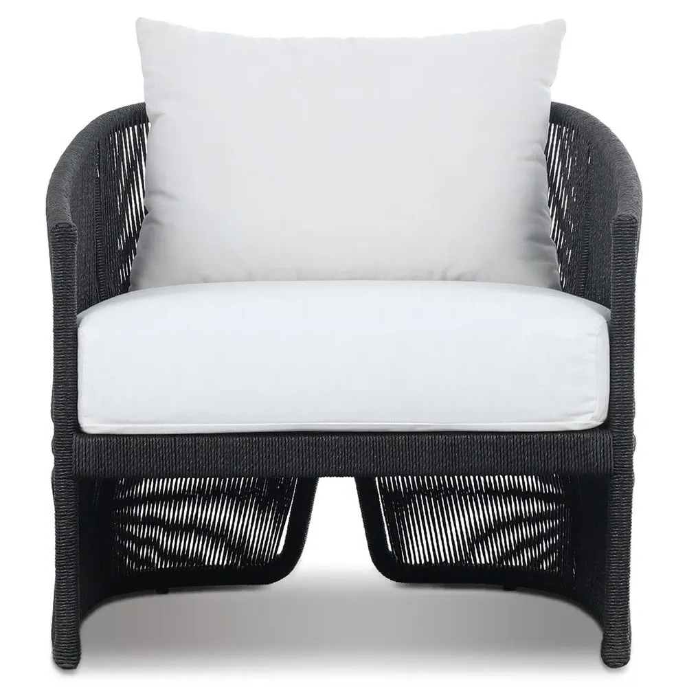 Mercer Woven Outdoor Dining Arm Chair - Black, Polyethylene