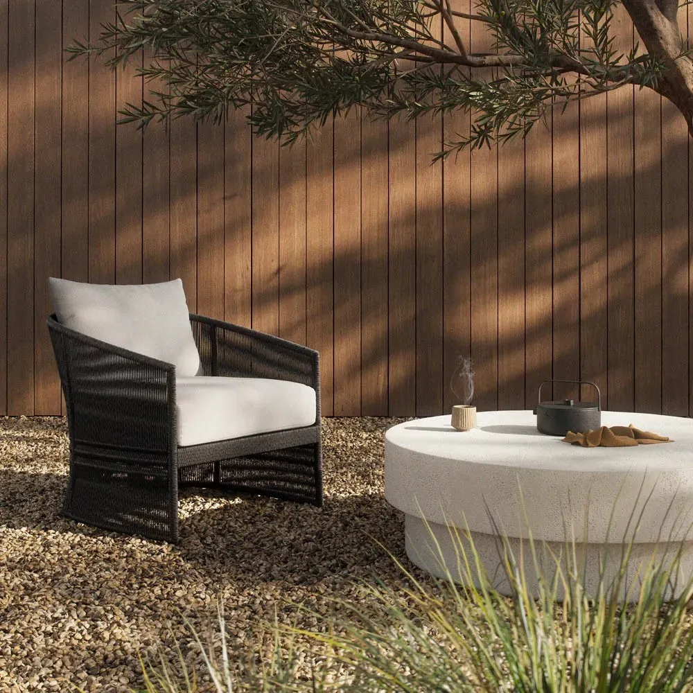 Mercer Woven Outdoor Dining Arm Chair - Black, Polyethylene