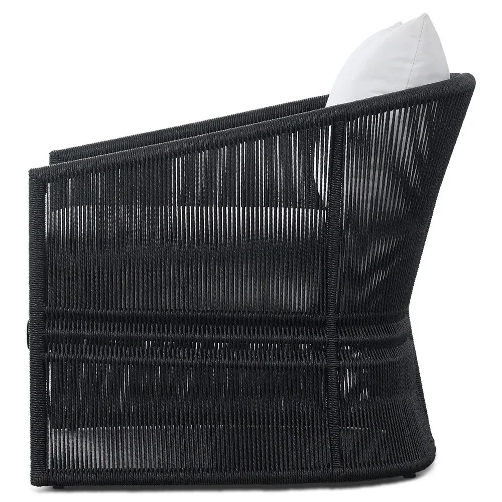 Mercer Woven Outdoor Dining Arm Chair - Black, Polyethylene