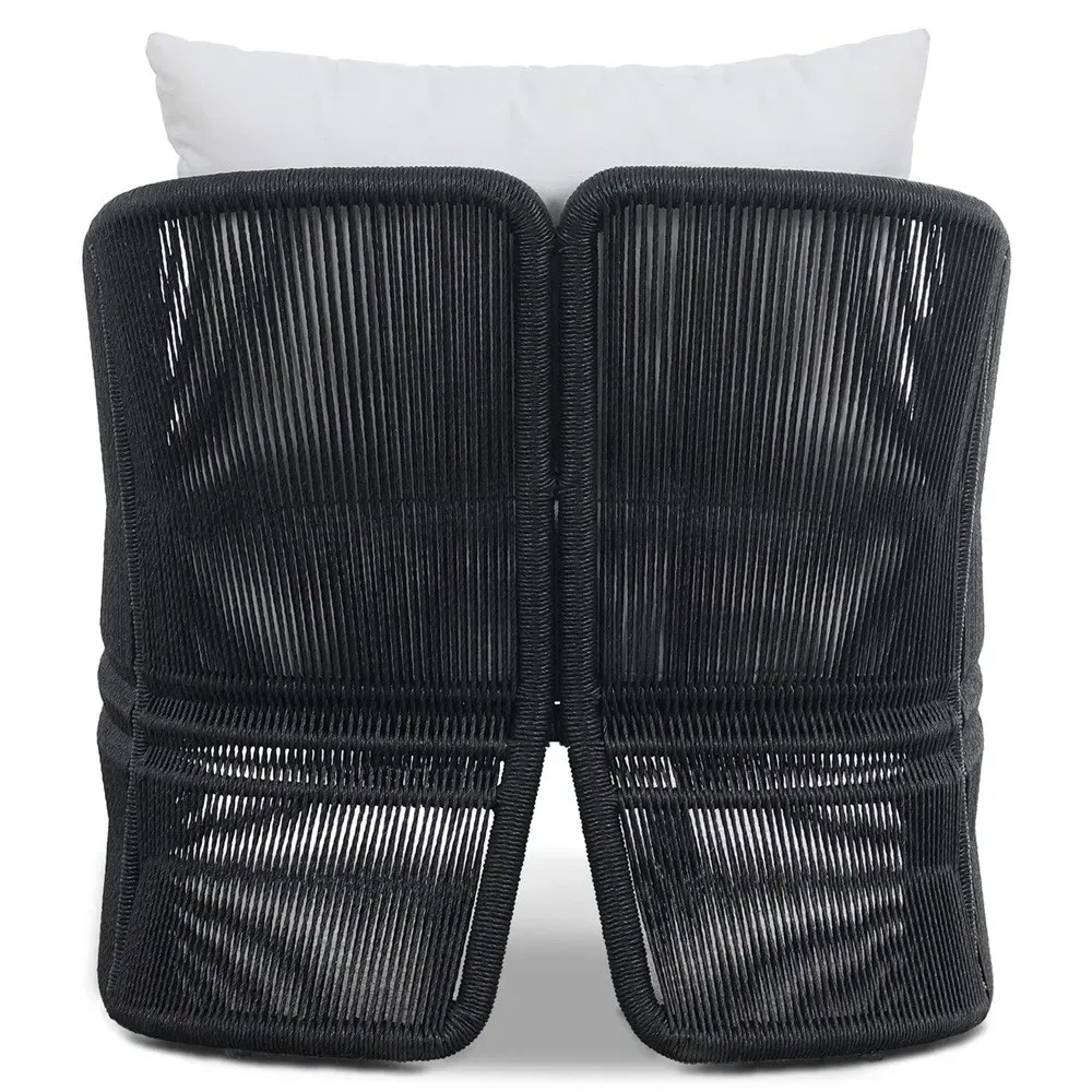 Mercer Woven Outdoor Dining Arm Chair - Black, Polyethylene