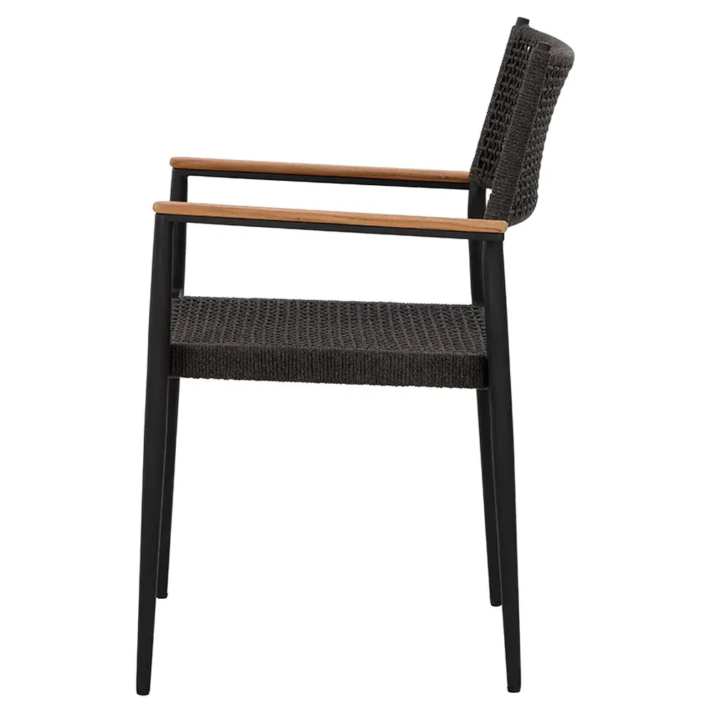 Mercia Outdoor Dining Arm Chair Set of 2 - Black, Woven Rope