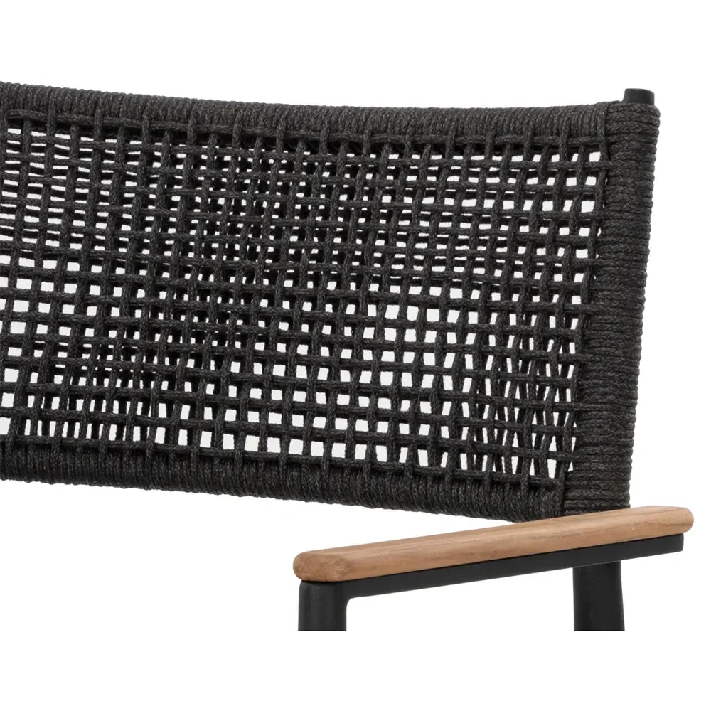 Mercia Outdoor Dining Arm Chair Set of 2 - Black, Woven Rope