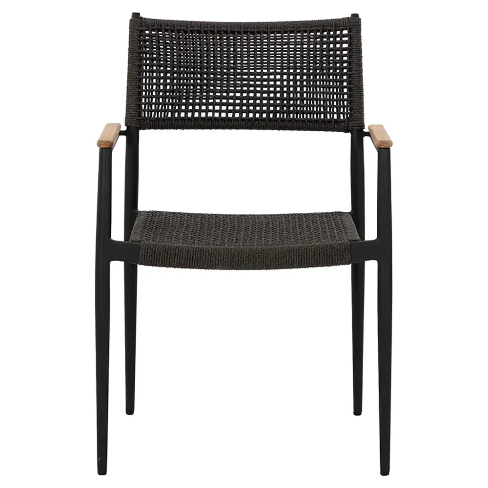 Mercia Outdoor Dining Arm Chair Set of 2 - Black, Woven Rope image