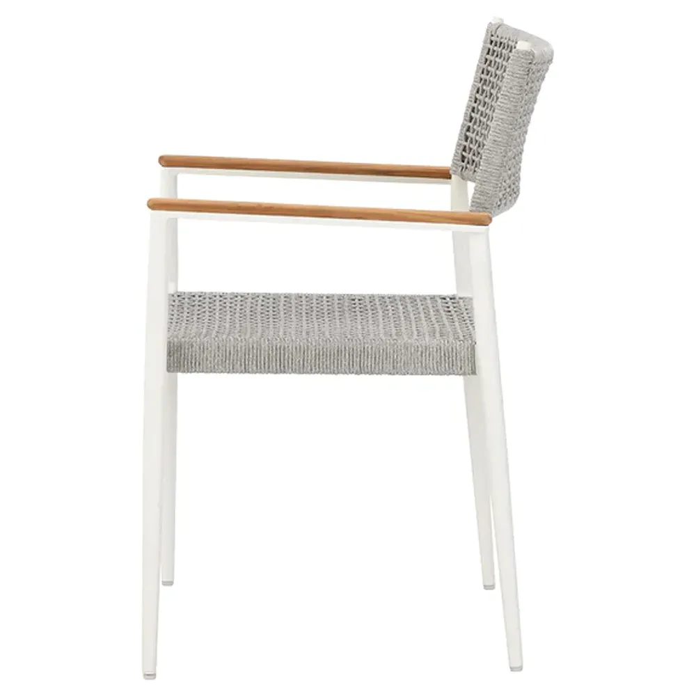 Mercia Outdoor Dining Arm Chair Set of 2 - White, Woven Rope