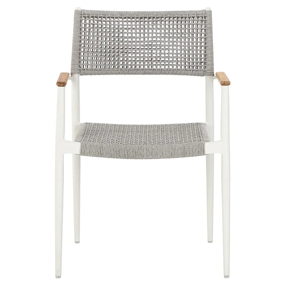 Mercia Outdoor Dining Arm Chair Set of 2 - White, Woven Rope