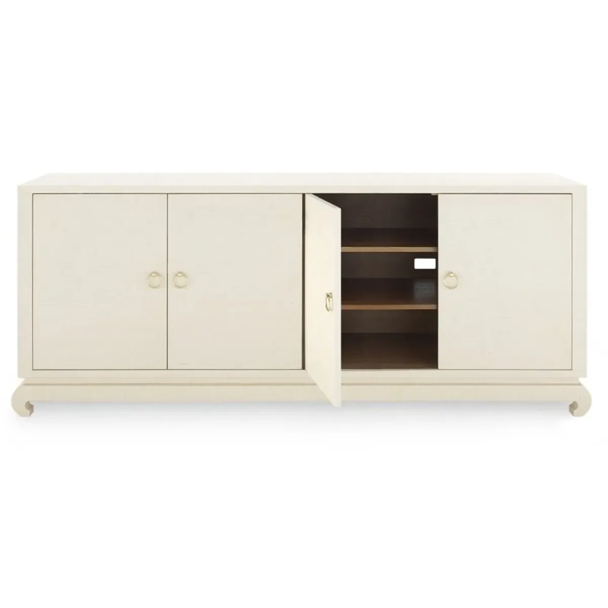 Meredith Media Cabinet - Beige, Grasscloth