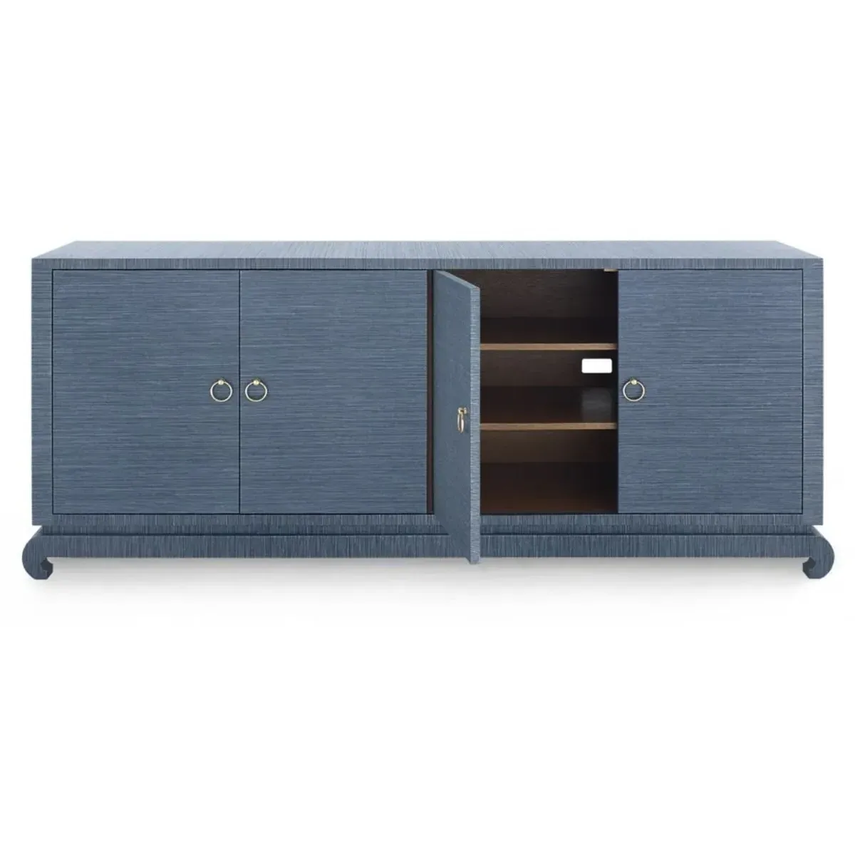 Meredith Media Cabinet - Blue, Grasscloth