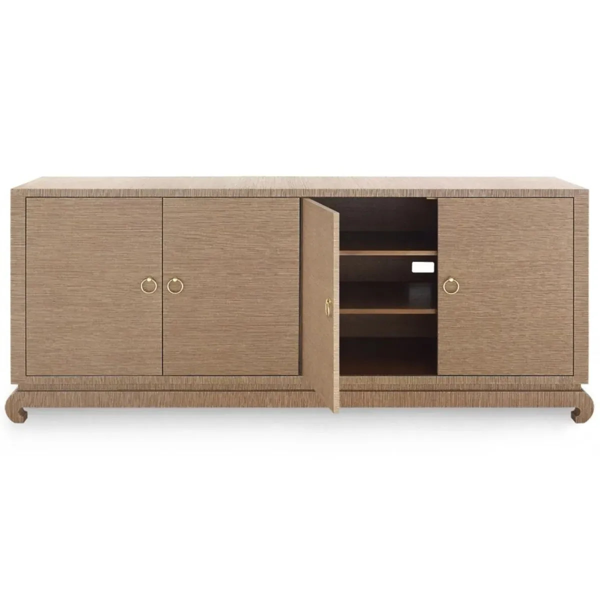 Meredith Media Cabinet - Brown, Grasscloth