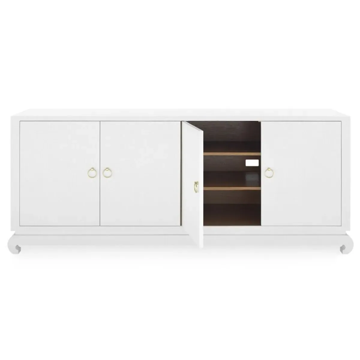 Meredith Media Cabinet - White, Grasscloth