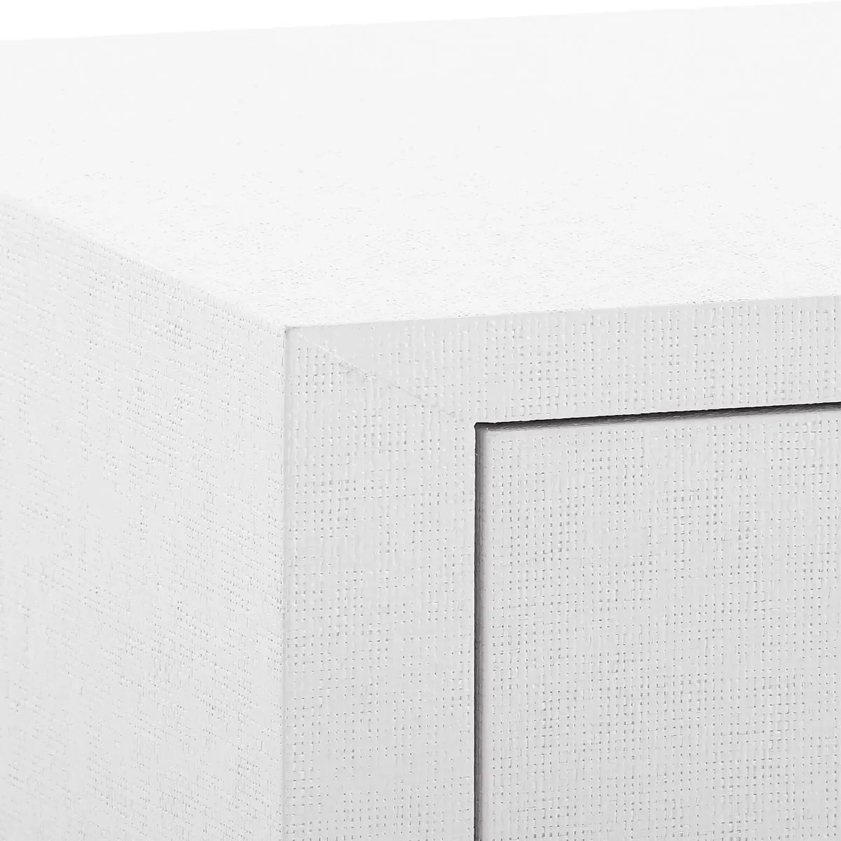 Meredith Media Cabinet - White, Grasscloth