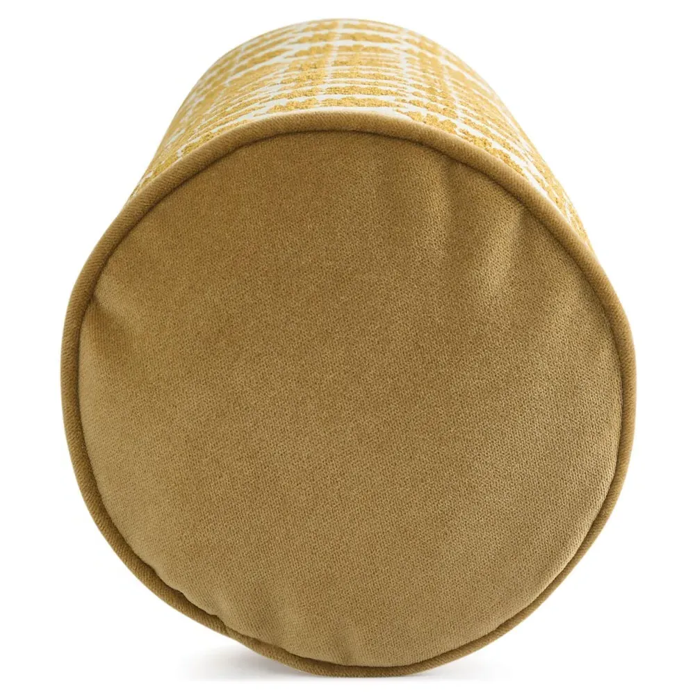 Merritt Embroidered Bolster Pillow - Amber, Polyester