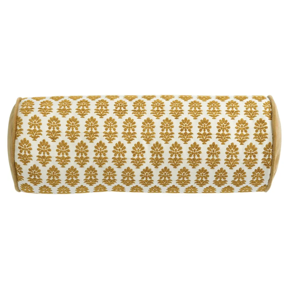 Merritt Embroidered Bolster Pillow - Amber, Polyester image