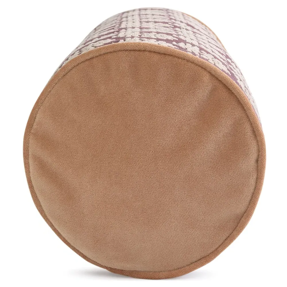 Merritt Embroidered Bolster Pillow - Fig, Polyester