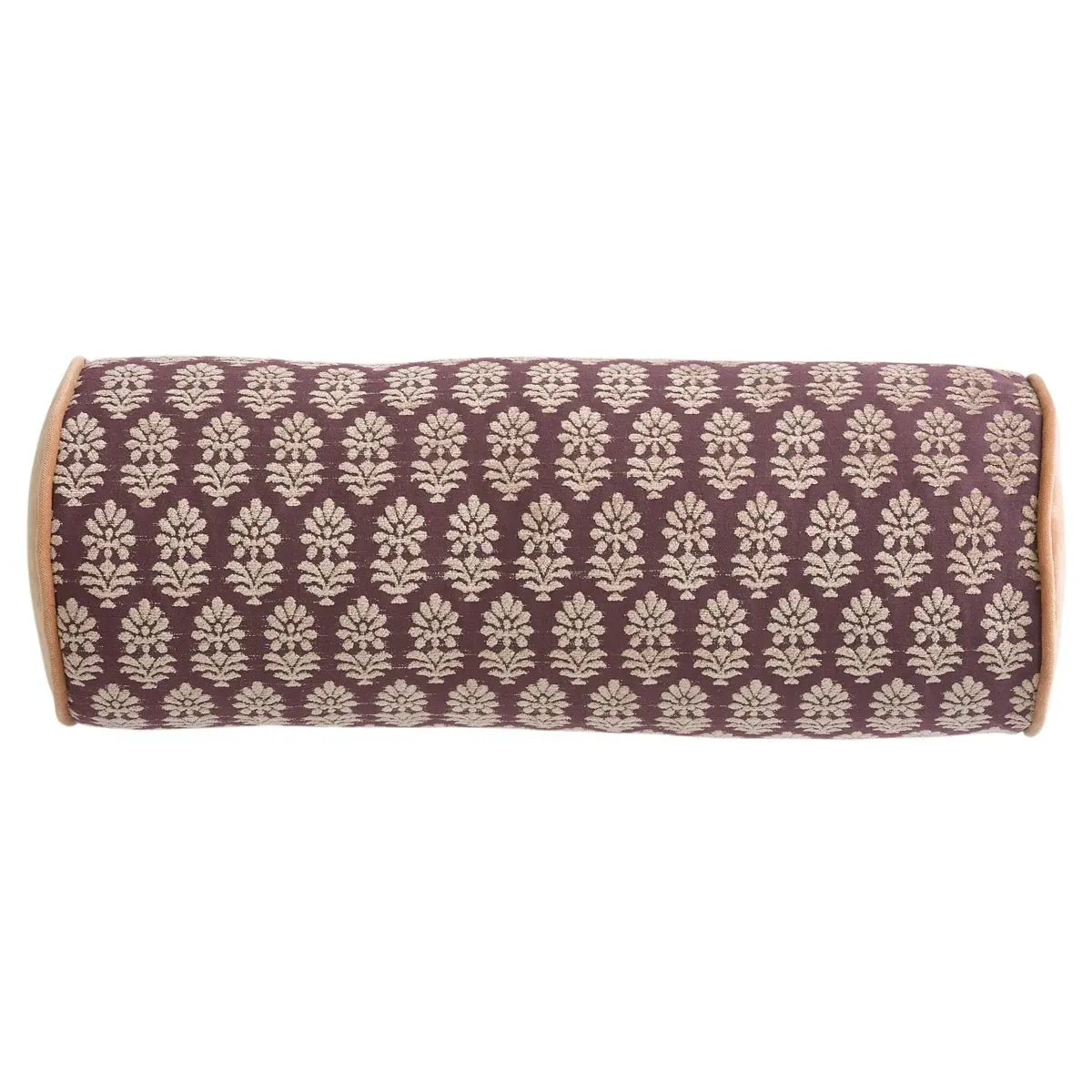 Merritt Embroidered Bolster Pillow - Fig, Polyester