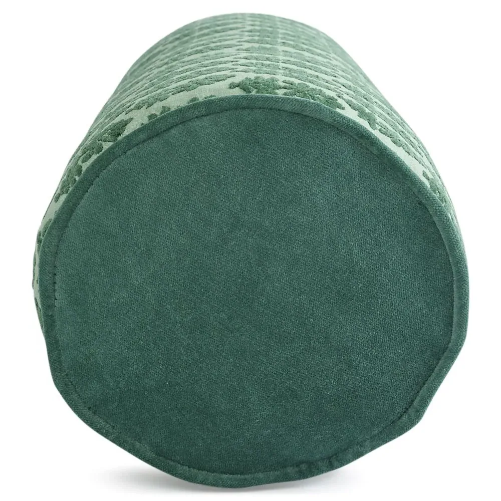 Merritt Embroidered Bolster Pillow - Juniper Green, Polyester