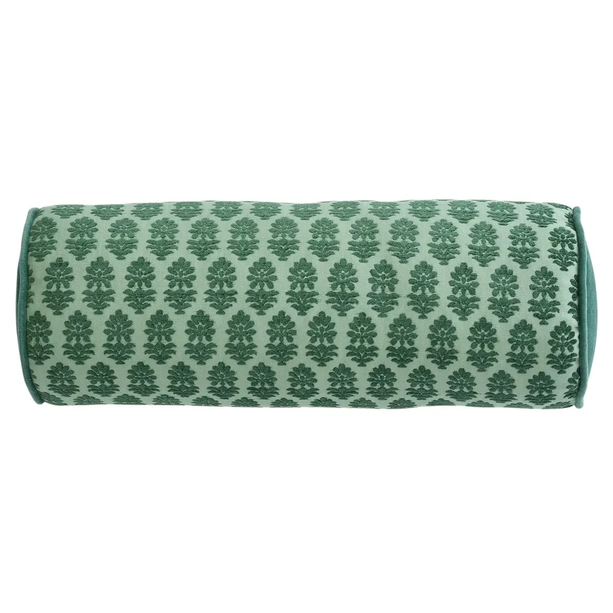 Merritt Embroidered Bolster Pillow - Juniper Green, Polyester