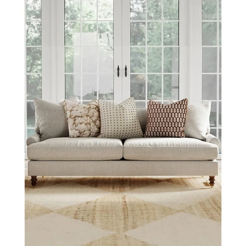 Merritt Embroidered Throw Pillow - Brown