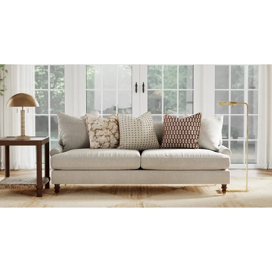 Merritt Embroidered Throw Pillow - Brown