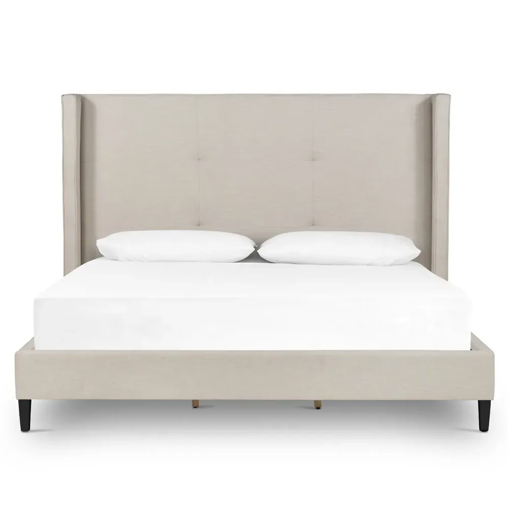 Meryll King Size Bed Frame - Beige, Parawood