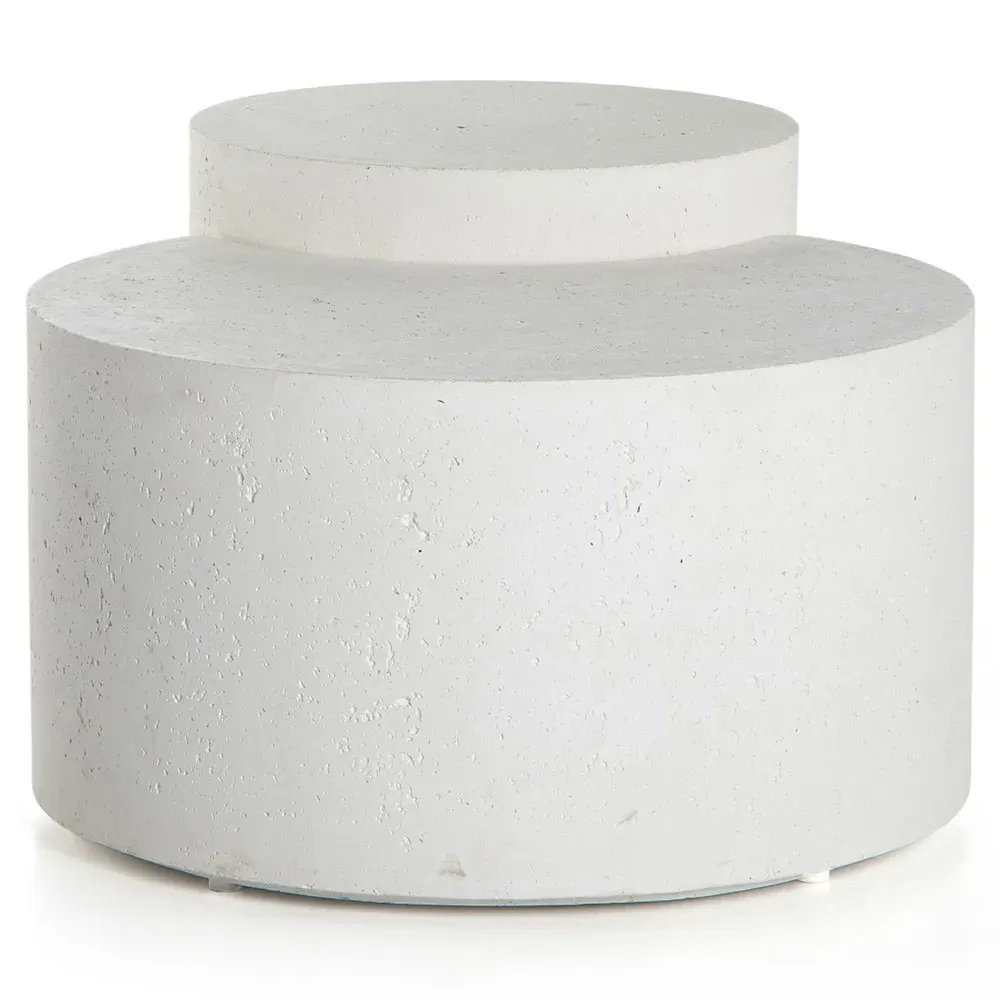 Messiah Nesting Outdoor Coffee Table Set - White, Concrete