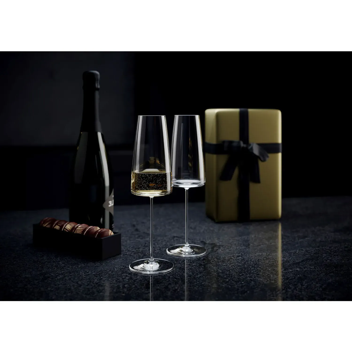 MetroChic Champagne Flute Set of 2 - Clear, Crystal Glass