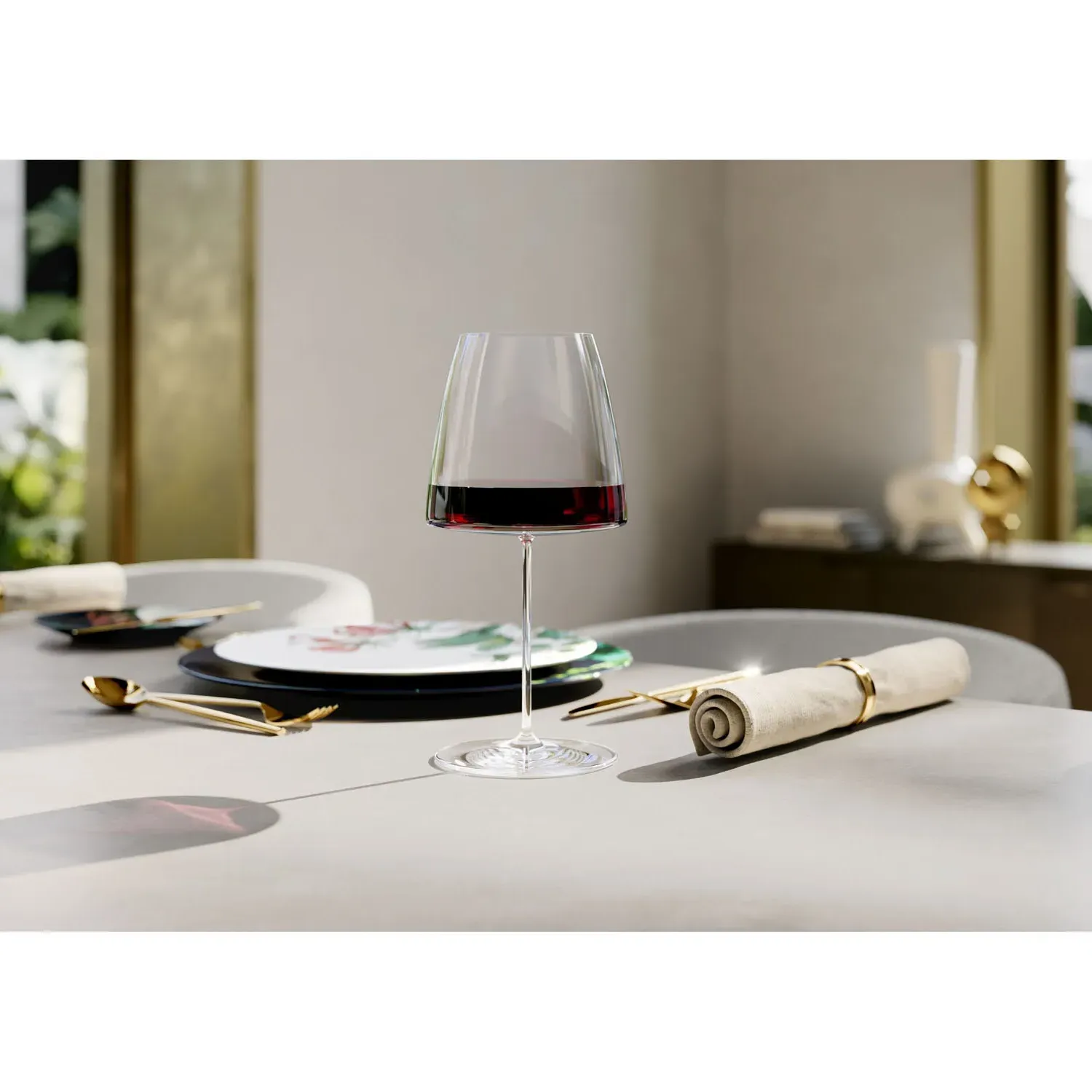 MetroChic Red Wine Glass Set of 2 - Clear, Crystal Glass