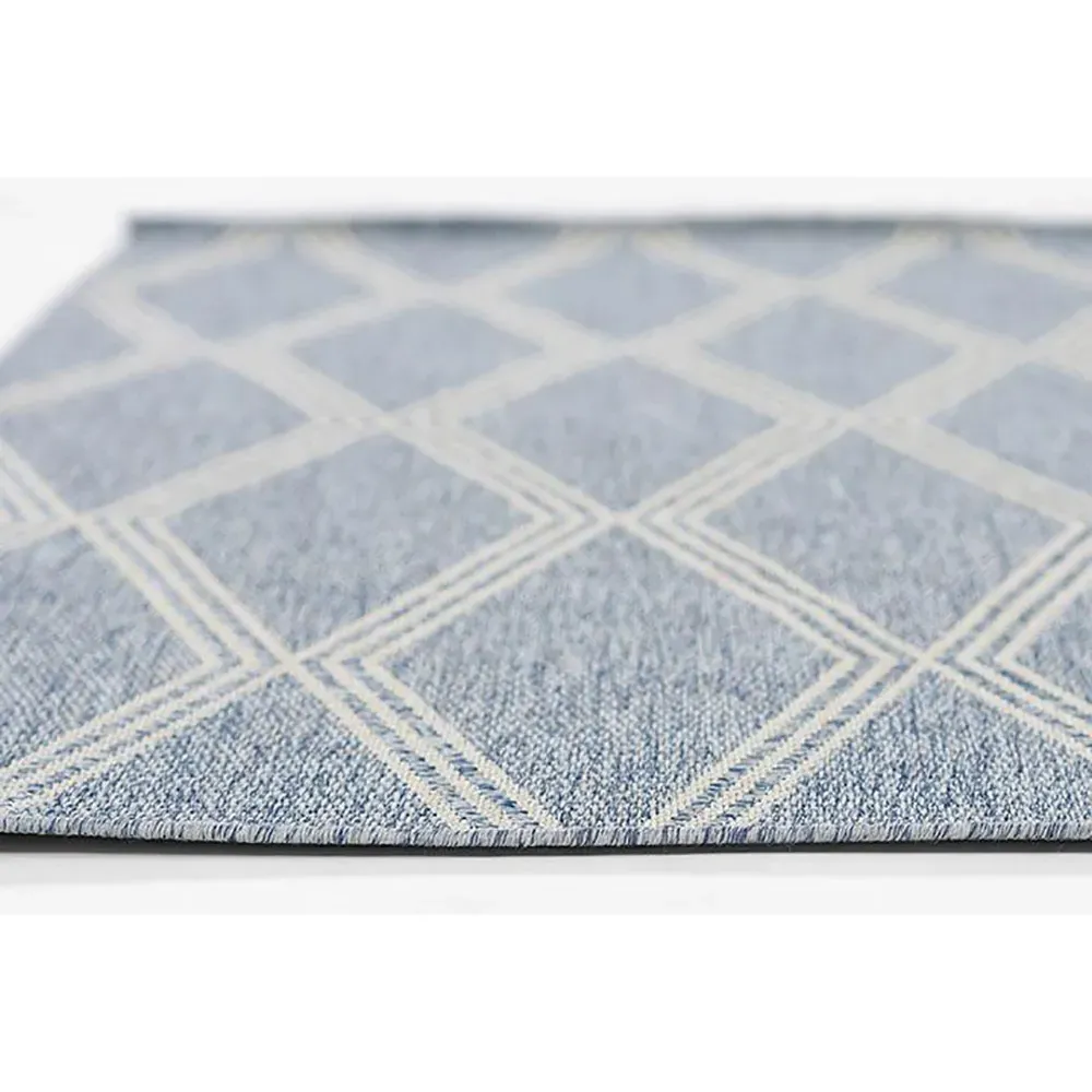 Mia Diamond Patterned Indoor Outdoor Rug - Blue, Polypropylene