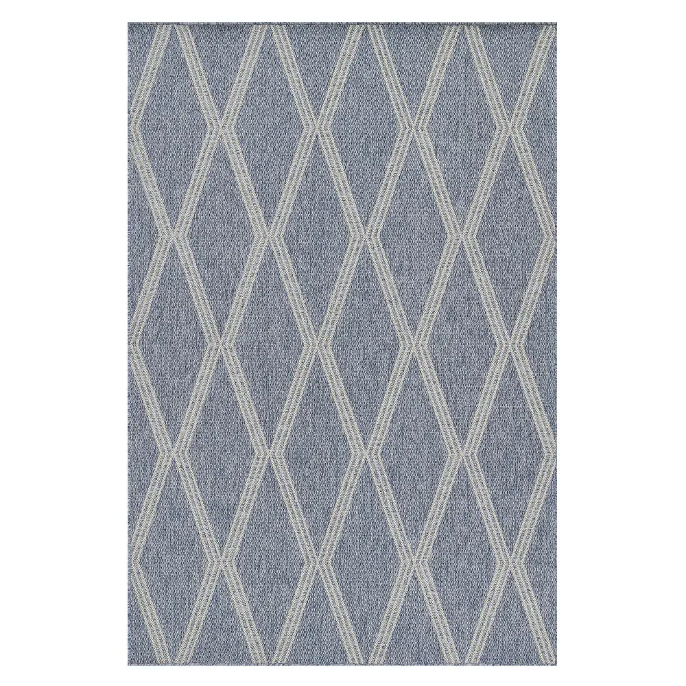 Mia Diamond Patterned Indoor Outdoor Rug - Blue, Polypropylene