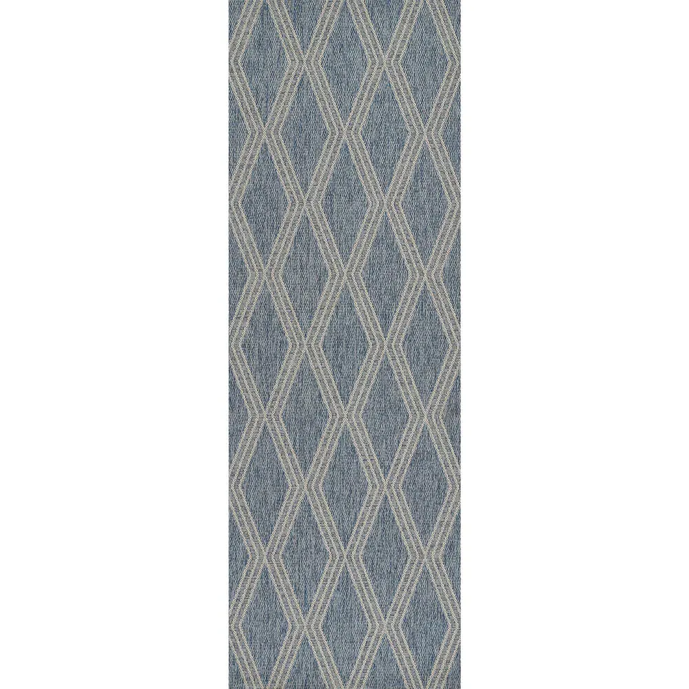 Mia Diamond Patterned Indoor Outdoor Rug - Blue, Polypropylene