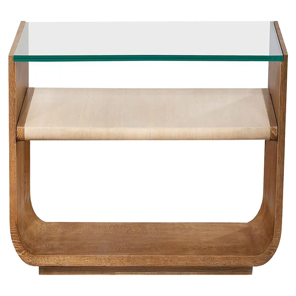 Mia Glass Top Nightstand - Brown, Oak