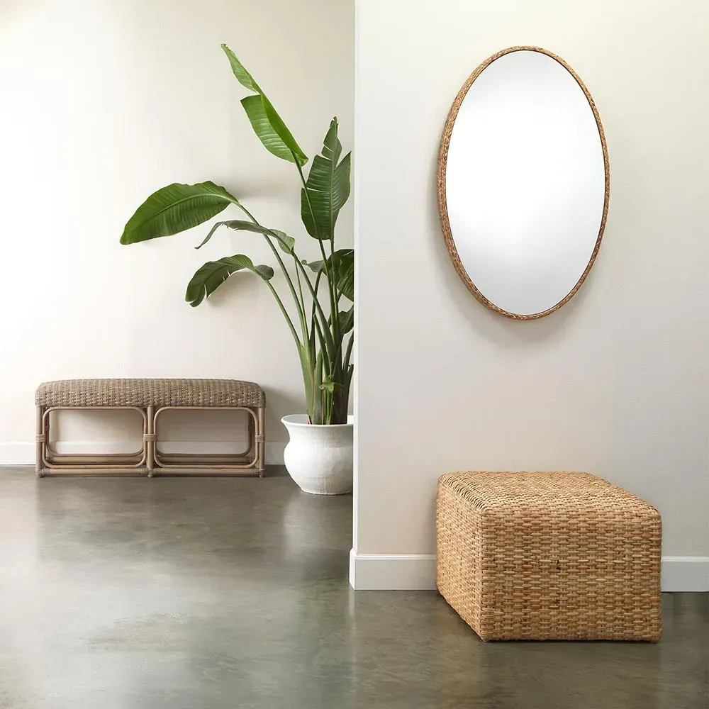 Mia Oval Wall Mirror - Brown, Seagrass