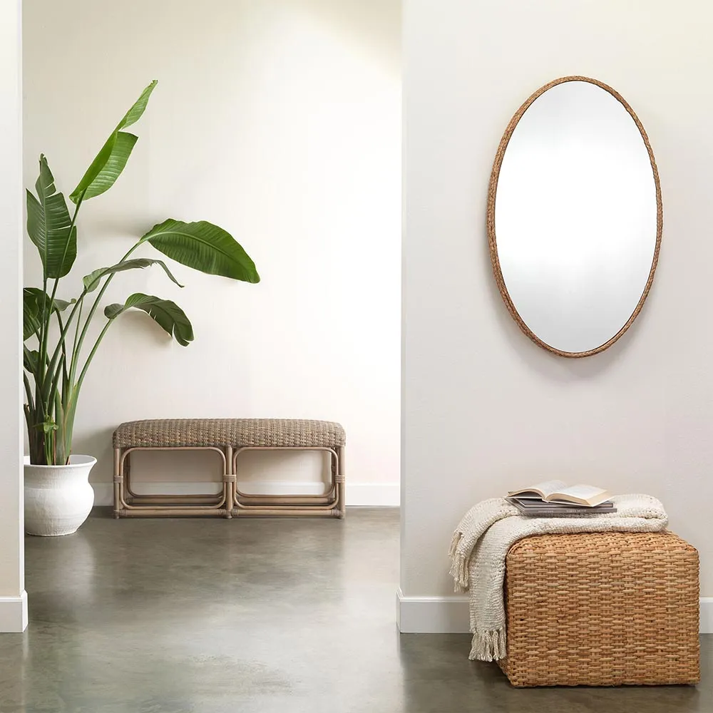 Mia Oval Wall Mirror - Brown, Seagrass