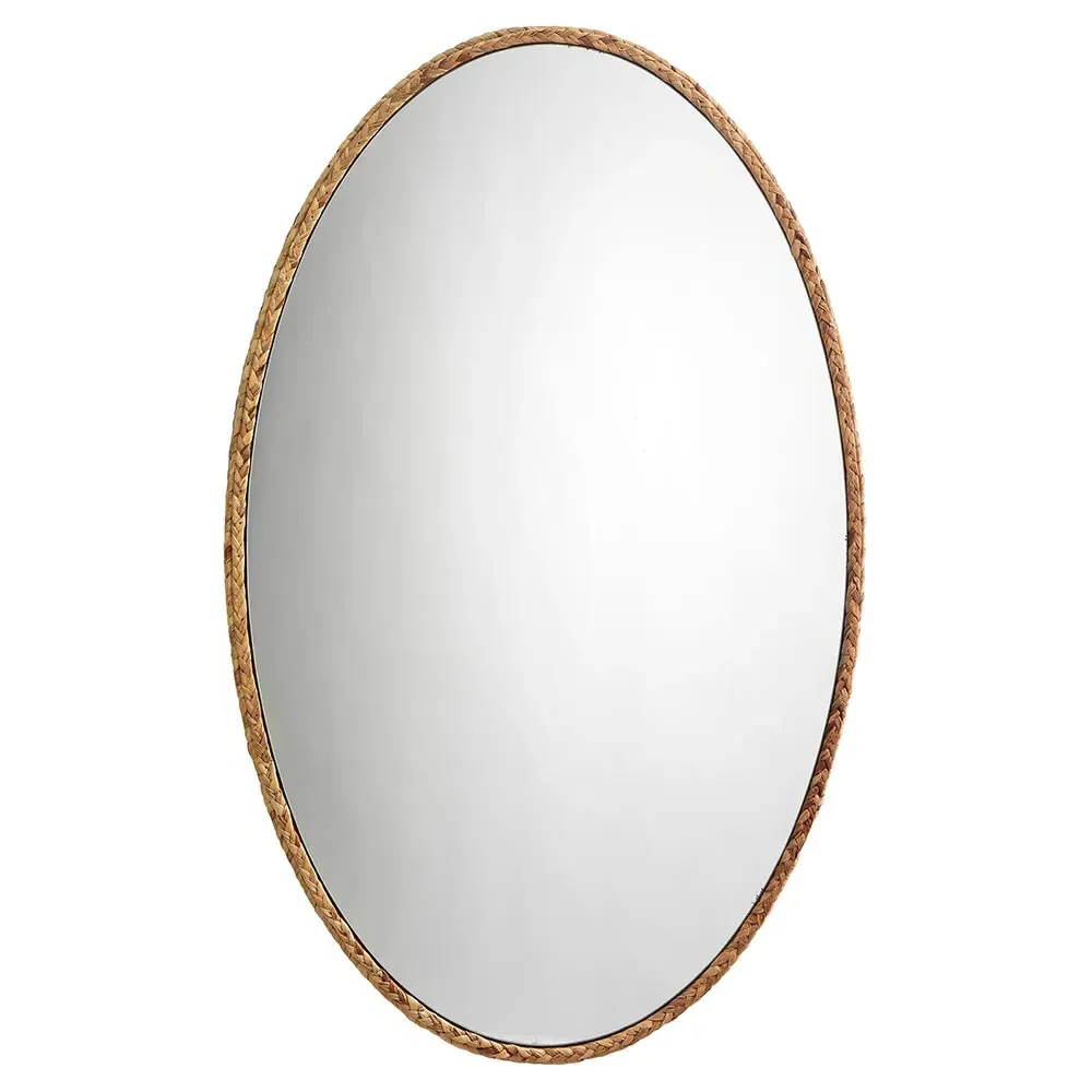 Mia Oval Wall Mirror - Brown, Seagrass image