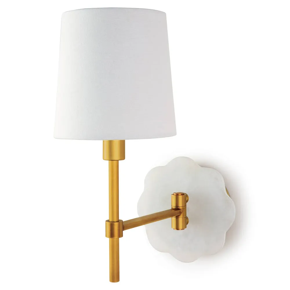 Mia Regency Wall Sconce - Natural Brass, Alabaster