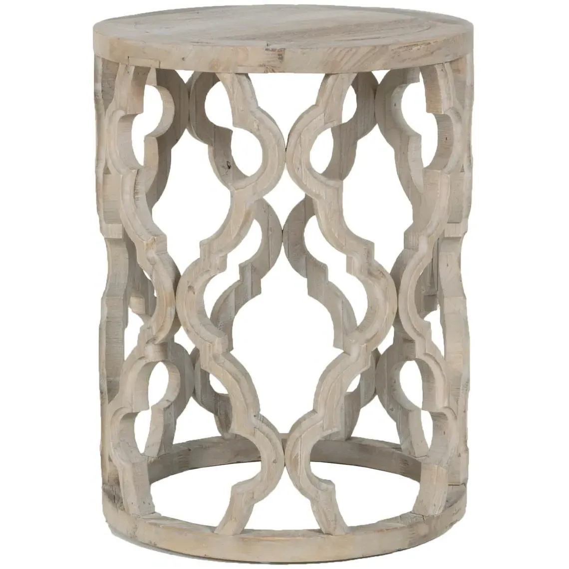 Mia Round Side Table - Grey, Reclaimed Wood image