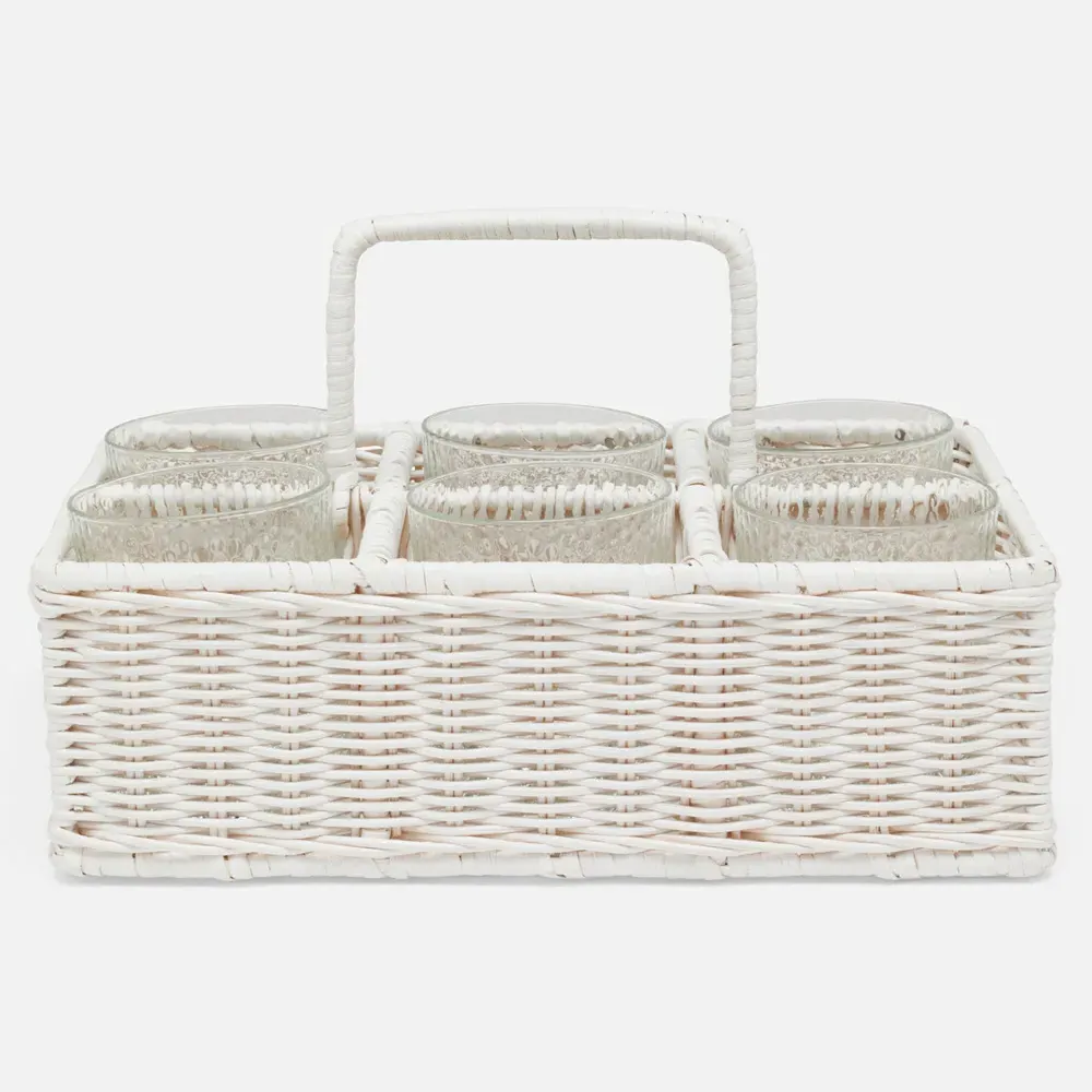 Micaela Glassware Holder - White, Rattan