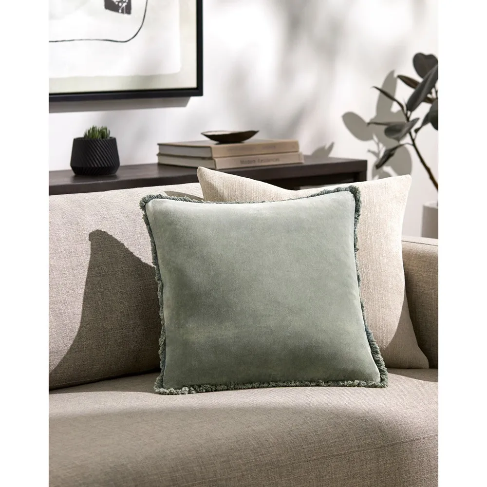 Micah 18x18 Throw Pillow - Sage, Velvet