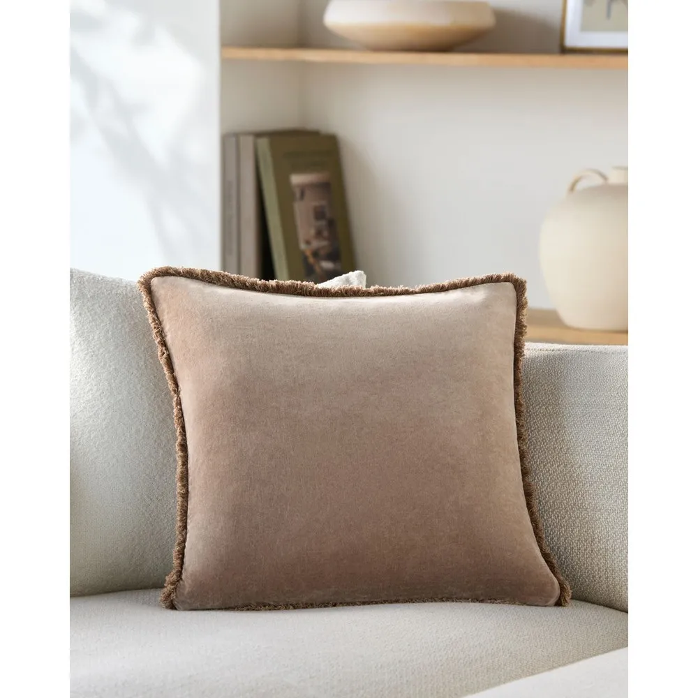 Micah 20x20 Throw Pillow - Light Brown, Velvet