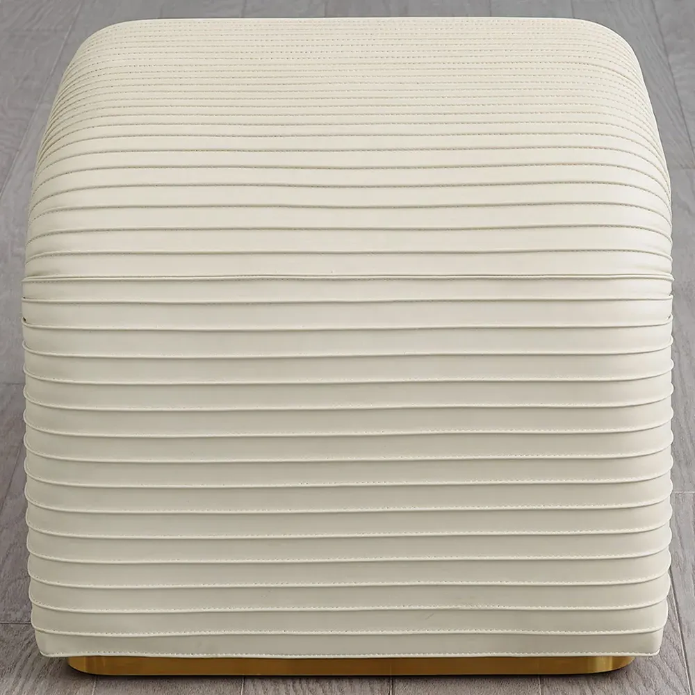 Micah Leather Stool - White