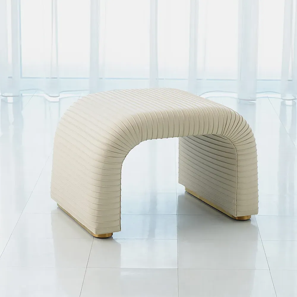 Micah Leather Stool - White